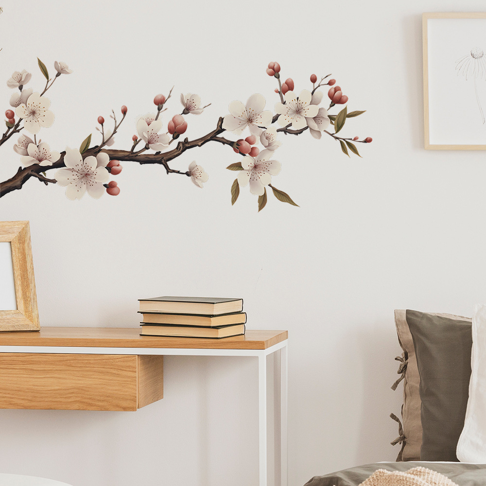 New fun-f112 watercolor flower branch Bird bedroom bedside study beautifying decorative wall stickers wholesale