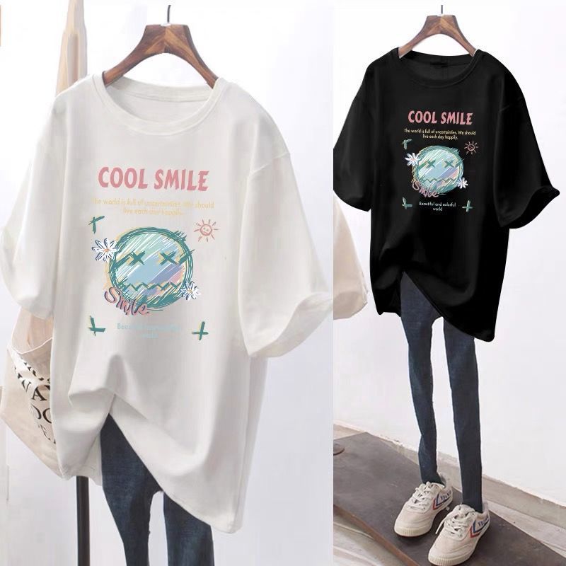 Breastfeeding Top Summer Clothes Going Out Hot Mom Breastfeeding Summer Women's Breastfeeding Fashion Mid-length Short-sleeved T-shirt for Outer Wear