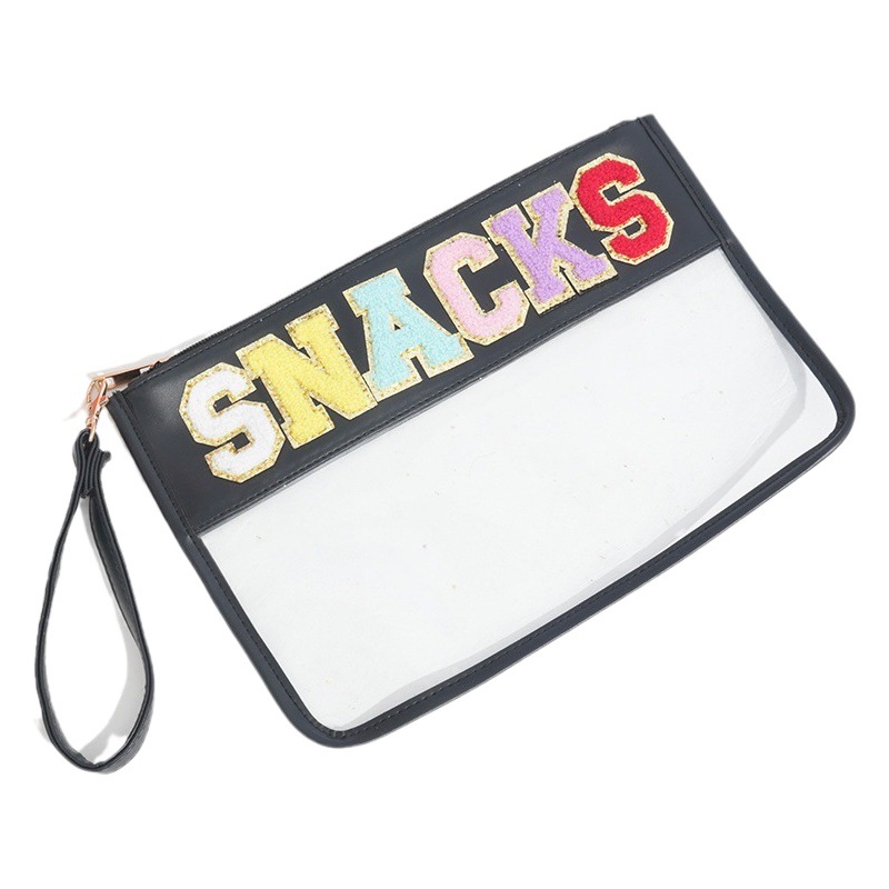 Cross-border Embroidery Letter PVC Transparent Cosmetic Bag Personalized Large Capacity Cute Toiletry Bag Cosmetic Storage Bag