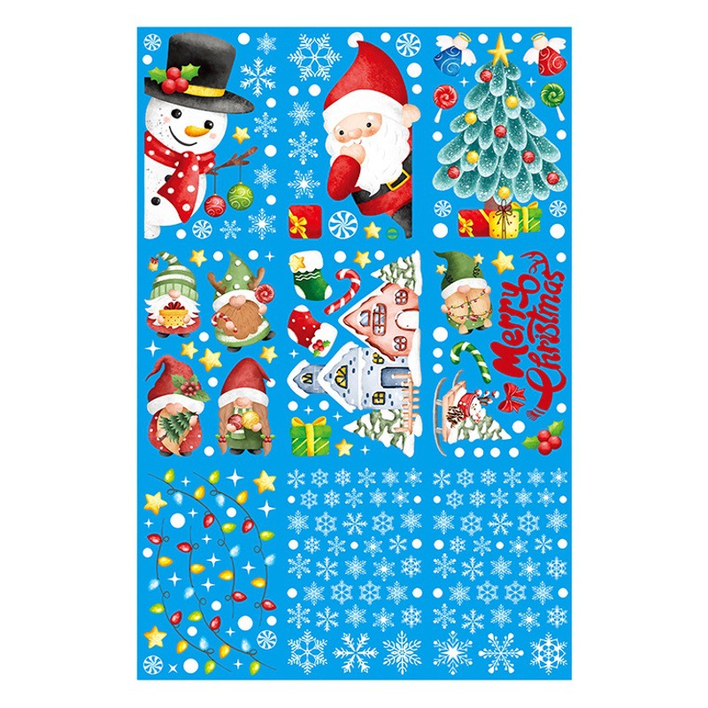 2024 Christmas Decoration Stickers Electrostatic Stickers Window Glass Stickers Scene Layout Santa Claus Small Snowflakes