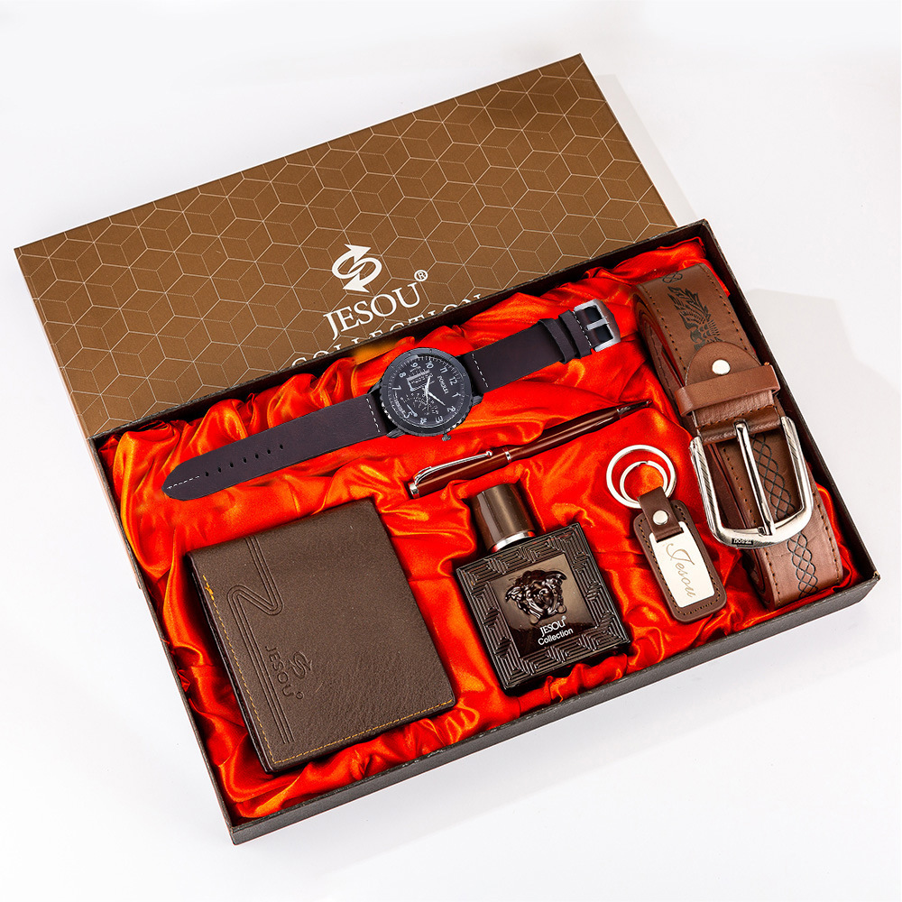Picture of Men's Watch Set Factory Direct Sale Fashion Foreign Trade Quartz Glasses Belt Wallet Random Tie Business