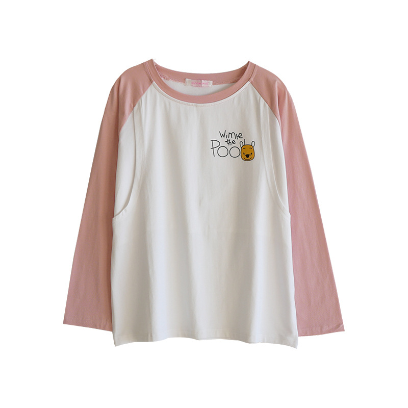 Picture of Breastfeeding Top T-Shirt Hot Mom Style Pure Cotton Outer Wear Spring and Autumn Pregnant Women's Long Sleeve Breastfeeding Moon Dress Women's Large Size