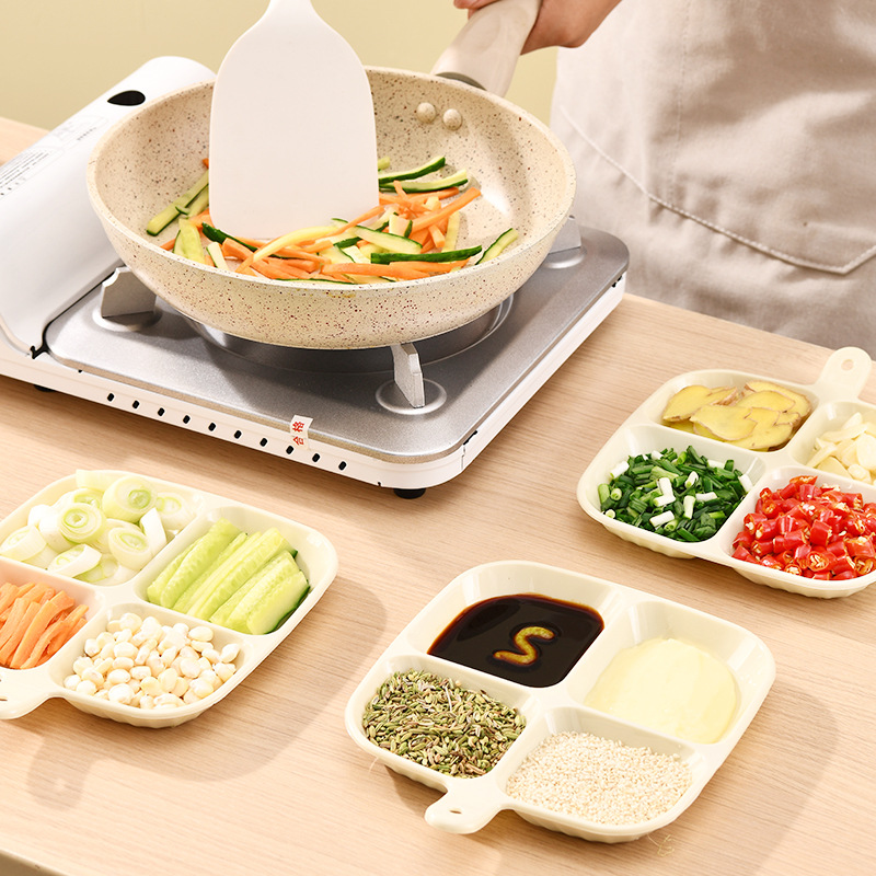 Picture of Multi-Purpose Divided Side Dish Storage Plate Household Hot Pot Dinner Plate Onion Ginger Garlic Kitchen Supplies Department Store Daily Wholesale