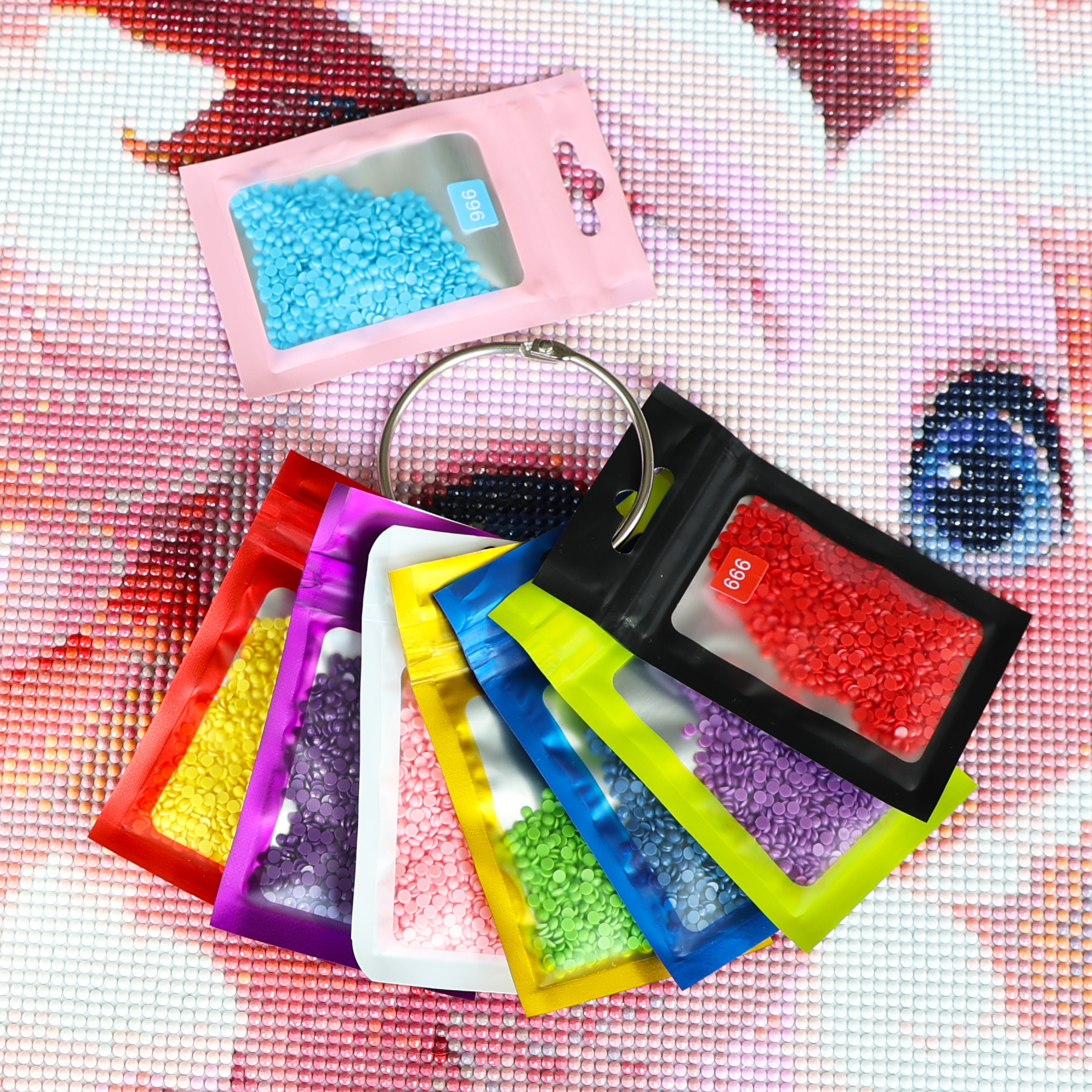 Picture of Diamond Painting Storage Bag Color Drill Bag Storage Bag DIY New Self-sealing Bag Color Number Sticker suit