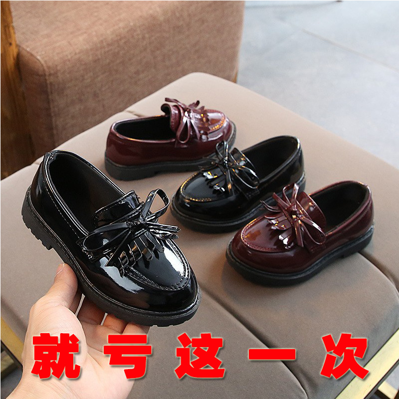 Children's Leather Shoes Pu Retro Kidsren's Princess Small Leather Shoes Girls Patent Leather Single Leather Shoes Performance Kidsren's Shoes Flats Non-Slip Spring