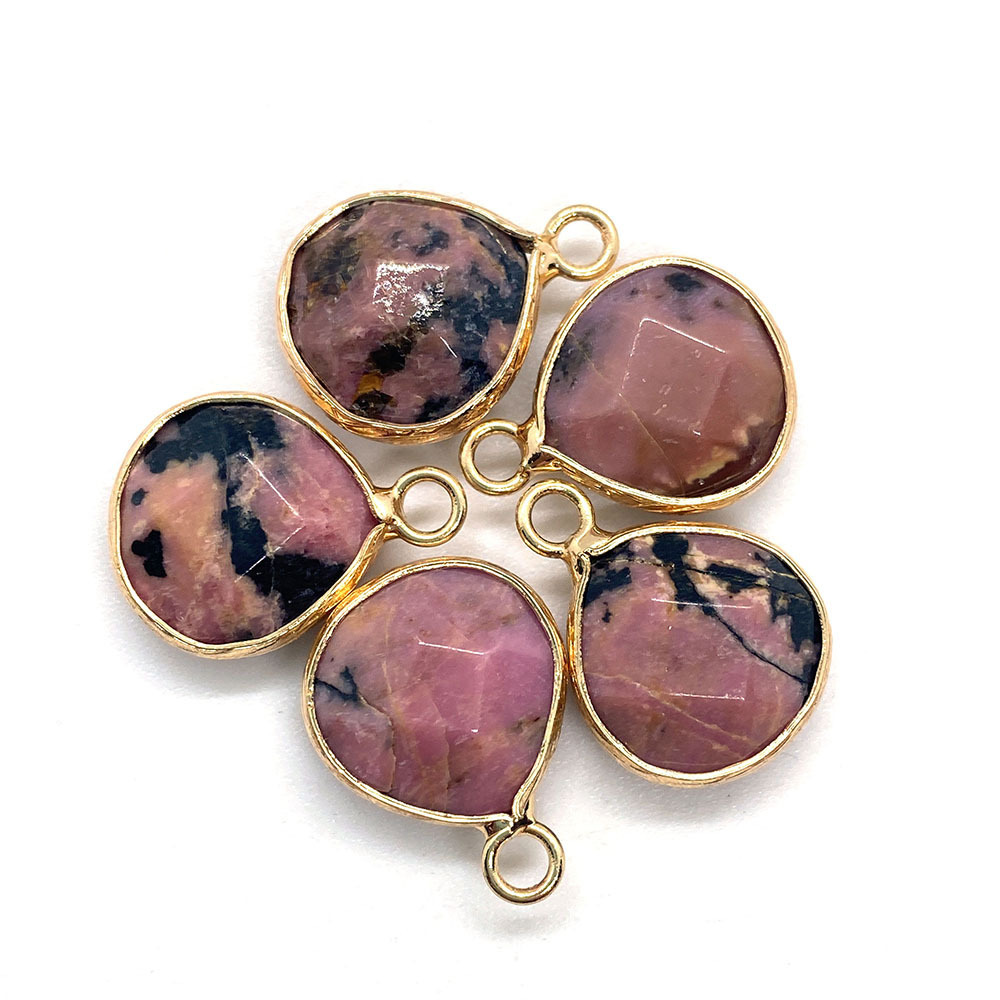 Picture of Natural stone facet pendant 14x 18mm green black single hole drop pendant DIY jewelry accessories wholesale
