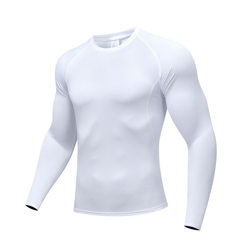 American-Style High-Elastic Running Long-Sleeve Sports Training Base Layer Quick-Dry Breathable Sun-Protective Stretchy Fitness Top for Men