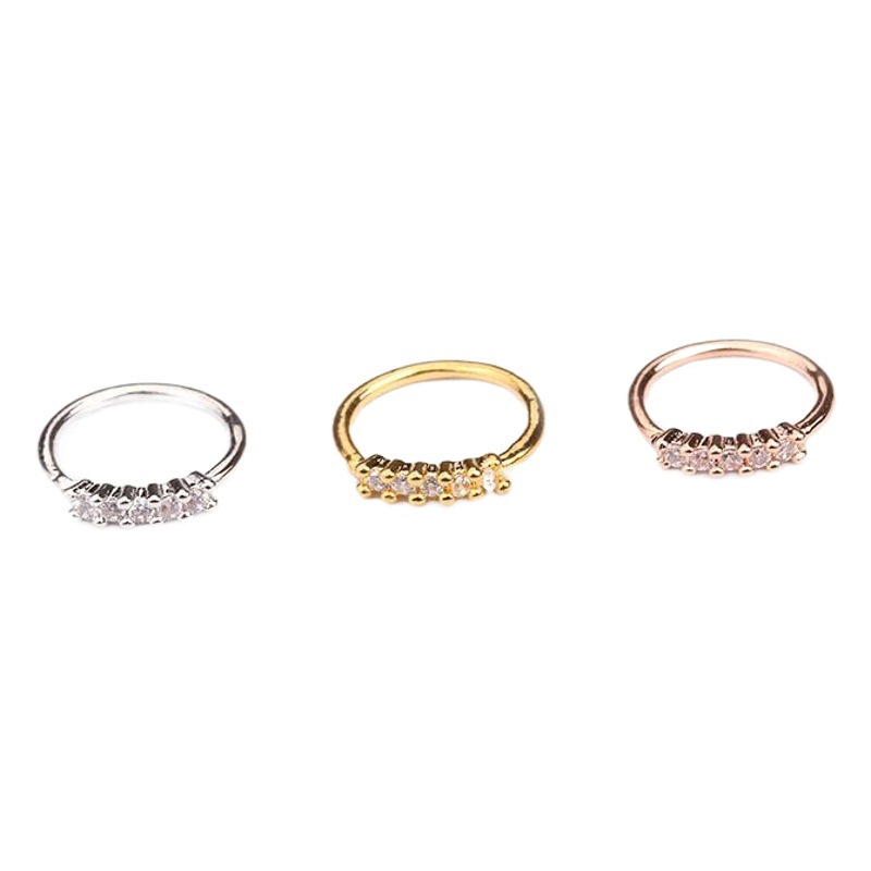 2021 European and American Cross-Border Micro-Paved Zircon Flower Nose Ring Nose Nail Piercing Jewelry Shiny with Diamonds Niche