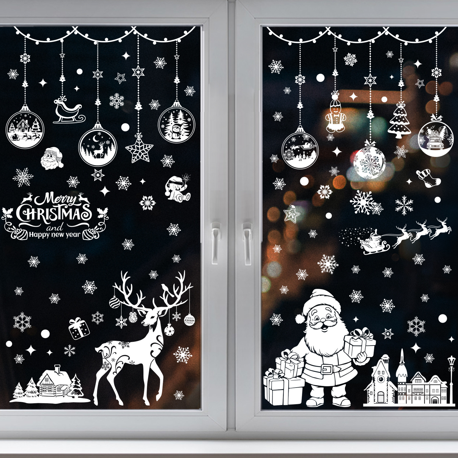 Picture of 2025 cross-border Amazon Christmas window stickers shop mall window double-sided visual holiday decoration wall stickers static