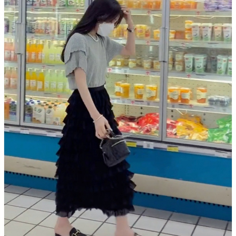 200 Jin Women's Gentle Wind Chiffon Cake Skirt 2023 Summer New Design Sense