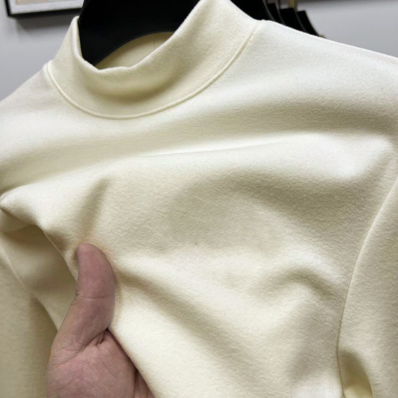 Picture of Double-Sided German Velvet Half Turtleneck Men's Long-Sleeved T-Shirt Warm Bottoming Shirt for Men in Autumn and Winter Fleece-Lined and Thickeneded with Autumn Clothing Trbottomy