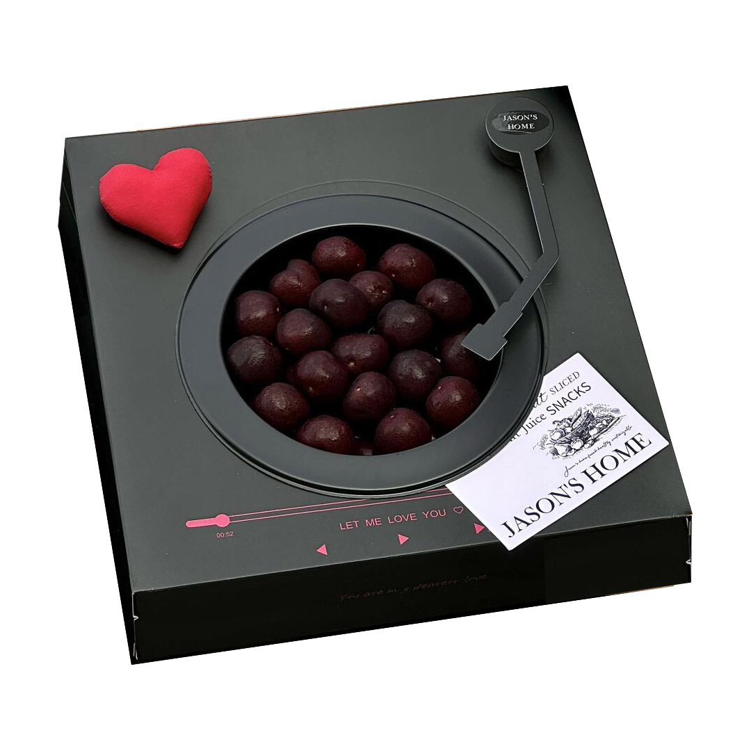 Picture of Chinese Valentine's Day Gramophone Flower Box Creative Record Cd Box Strawberry Cherry Floral Fruit Gift Box Empty Box