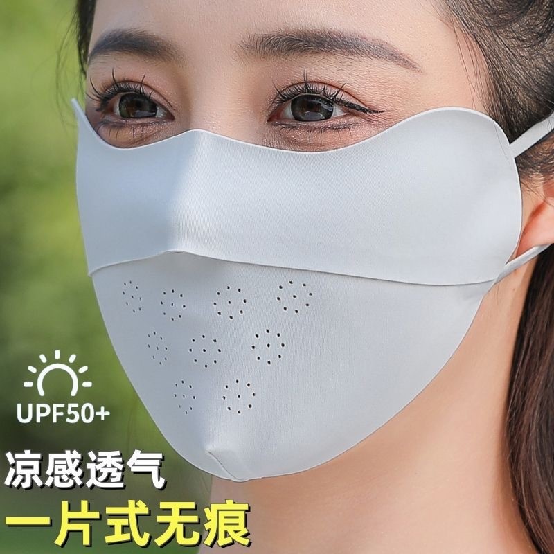 Picture of Sunscreen Mask Women's Anti-ultraviolet Summer Black Sunshade Full Face Mask Ice Silk Thin Breathable Eye Corner Stereo