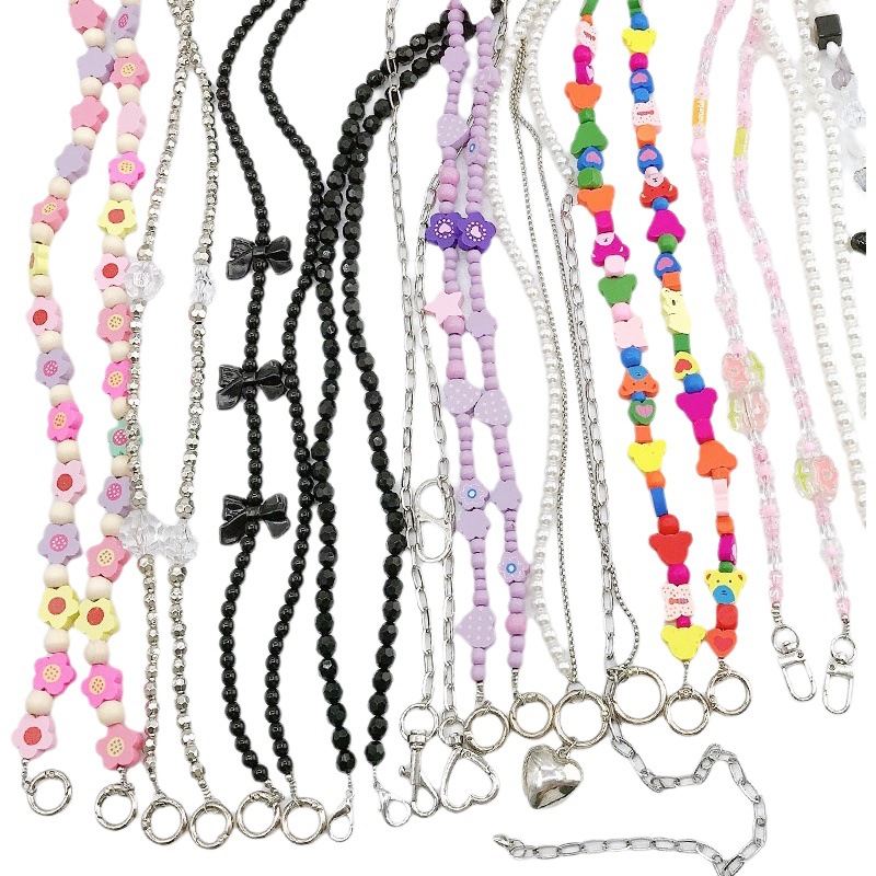 Yi Lian New Style Mobile Phone Case Crossbody Chain Beaded Acrylic Shoulder Chain Mobile Phone Lanyard Pearl Pendant for Women