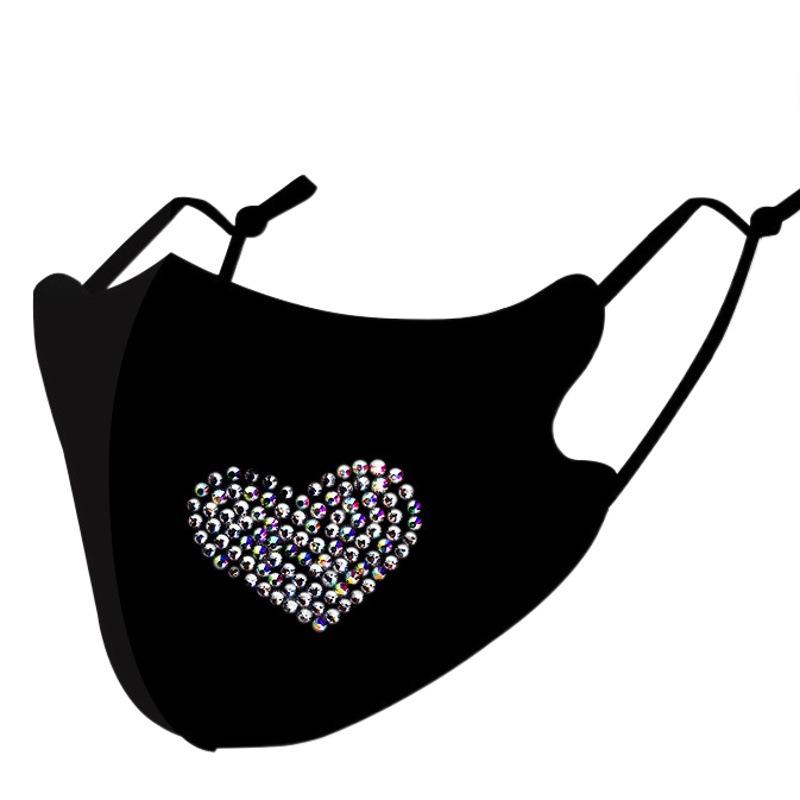 Love Couple Style Hot Diamond Ice Silk Cloth Mask for Women European and American Flash Diamond Dustproof Washable Mask Cross-Border Uv Protection