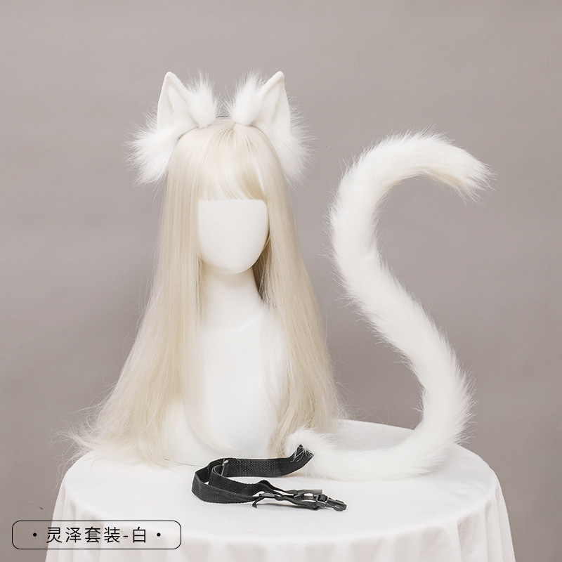 Picture of Dropshipping Cat Ears and Tail Cosplay Accessories Hand-Made Simulated Animal Ears Headband and Tail Accessories Set