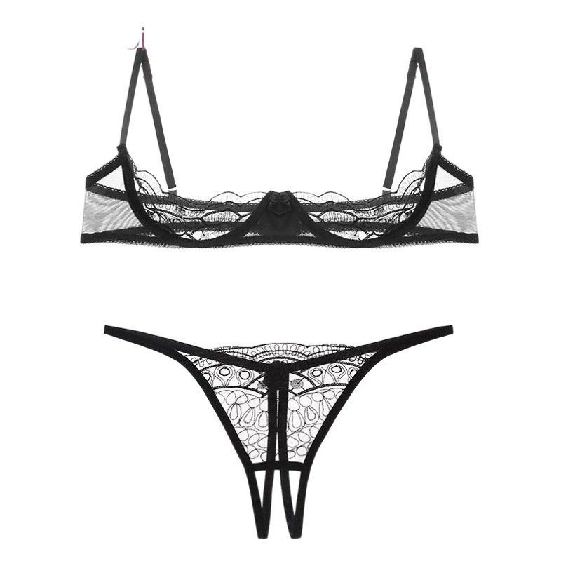 Fei Mu Sexy Underwear Three-point Steel Bra Sexy Open Underwear Sexy Free Foreign Trade 7147+7148