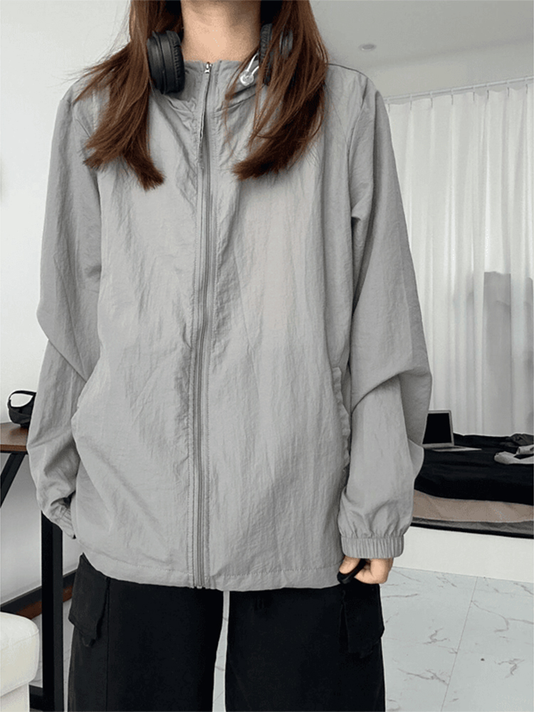 Upf50+ Ice Silk Quick-Drying Sun Protection Clothing for Men and Women, Summer Lightweight Outdoor Anti-Uv Hooded Sun Protection Clothing Jacket