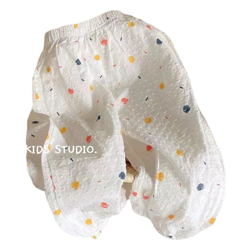 Picture of Girls' Holiday Sunscreen Pants Children's Retro Floral Summer All-match Anti-mosquito Pants Summer Printed Mid-waist Beach Pants