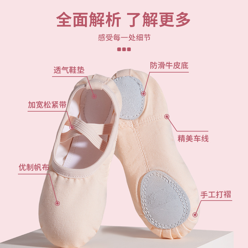 Picture of Children's Meat Pink Dancing Shoes Lace-up Free Dancing Shoes Adult Cat Claw Soft-soled Shoes Canvas Practice Shoes Ballet Shoes