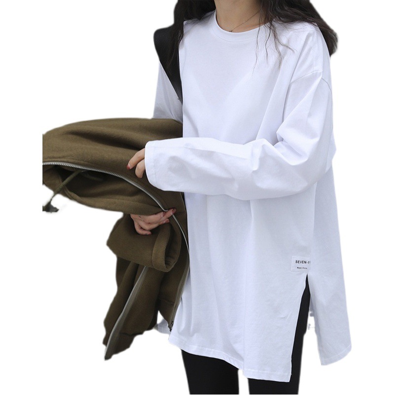 Wholesale autumn thin Western style small shirt autumn new women's clothing Korean style solid color split long sleeve T-shirt women's shirt fashion