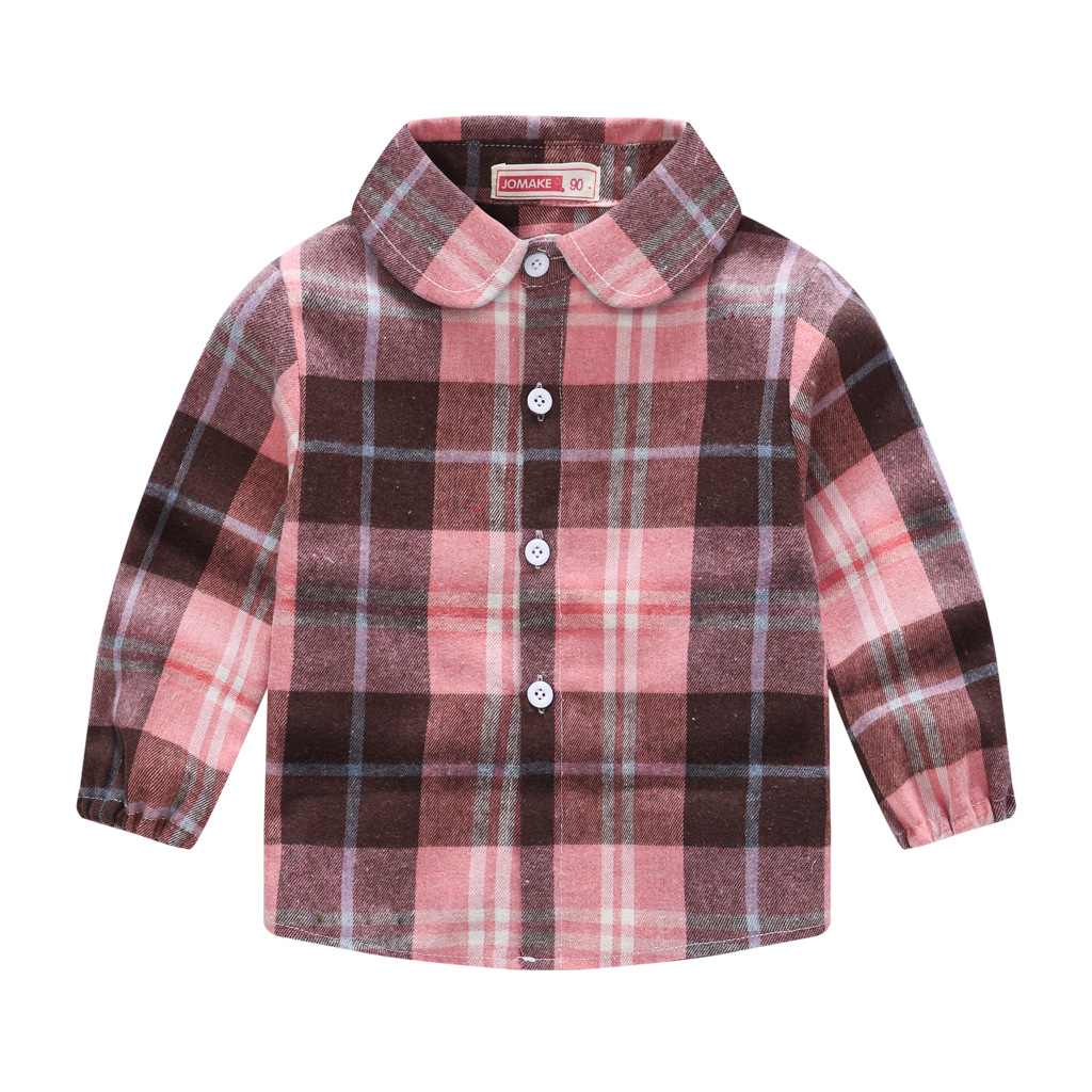 Picture of New children's spring and autumn casual long-sleeved shirt Korean style boys and girls plaid shirt children's trendy brushed shirt