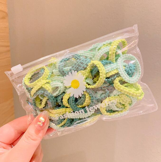 Picture of Children's rubber band does not hurt hair color canned lace rubber band girls high elastic hair band baby head rope