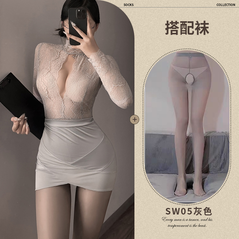 Picture of Secretary Uniform Hip Skirt Temptation Sexy Sex Uniform suit Can Wear Pure Deep V Exclusion Underwear Women