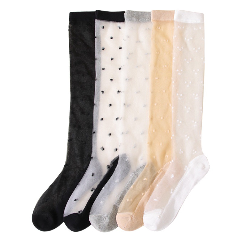 Glass stockings children long tube summer thin jk wave dot pile socks small polka dot calf socks manufacturers wholesale