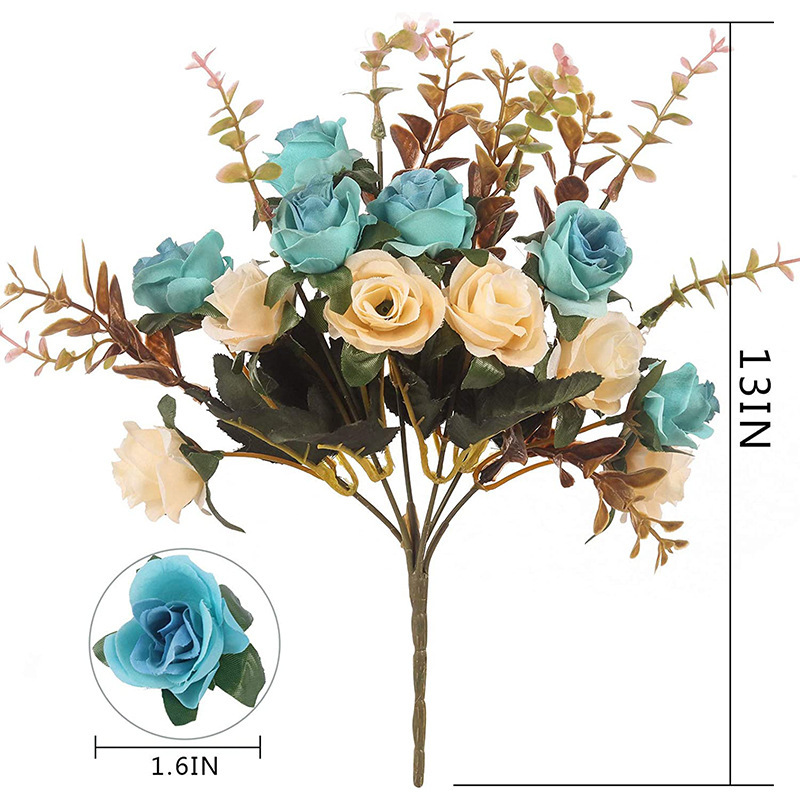 Picture of Cross-Border Amazon Artificial Flowers Artificial Rose Bouquet Plastic Silk Flowers Wedding Florals Export Decorative Flowers Artificial Flowers