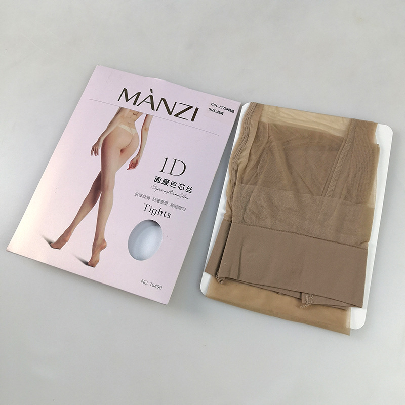 Manzi 1D Thin Mask Core-spun Silk High Density Resistant Hook One Line Crotch Women's Silk Stockings with Heel 16490 Sexy Pantyhose