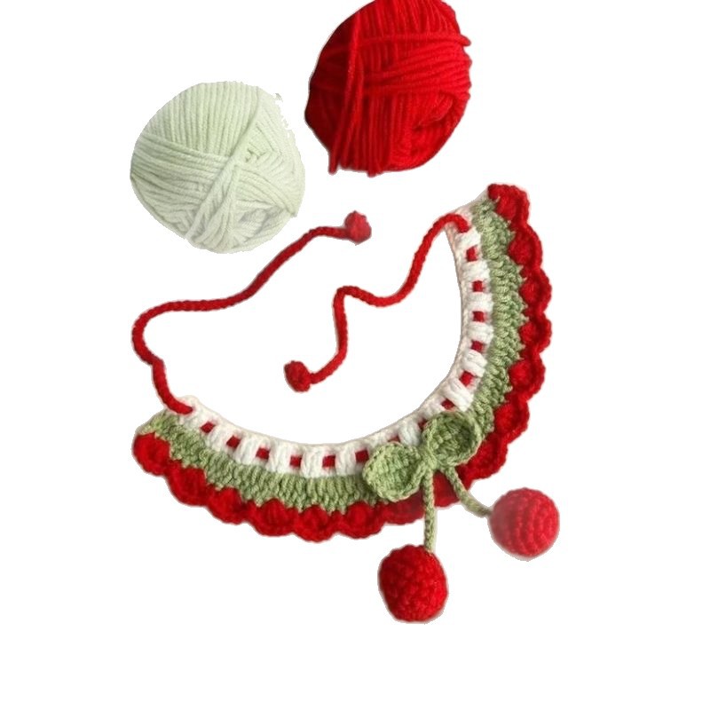 Picture of Wool Crochet Milk Cotton Cute Cat Collar Scarf DIY Homemade Material Package Hand-Knitted Pet