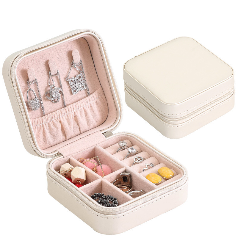 Picture of Jewelry Storage Box Pu Large Capacity Jewelry Packaging Earrings Necklace Portable Travel Jewelry Box Wholesale Zipper