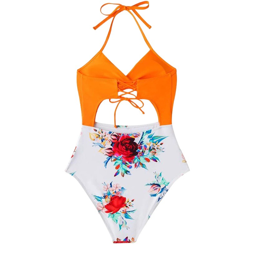 European and American sexy swimwear women's single 2021 new solid color bikini fashion high waist one-piece swimwear spot wholesale