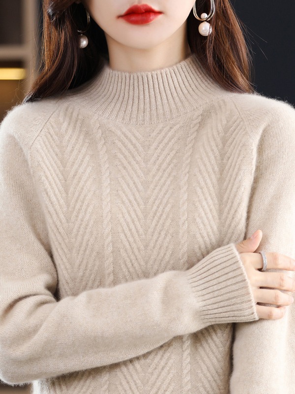 Picture of Autumn and winter clothing 2024 new popular this year's popular beautiful half turtleneck thick Women's sweater Western style bottoming shirt