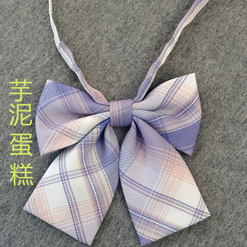 Picture of Hot-selling College Style Oka Pear Field Soot Black Bow Plaid Flat Horn JK Collar Bow Tie Shirt Accessories
