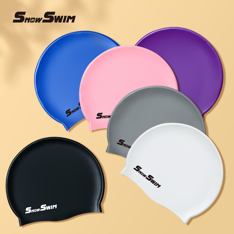 Picture of Adult silicone swimming cap men's and women's solid color Jie Jia same color color plus size Swimming cap manufacturer in stock plus LOGO