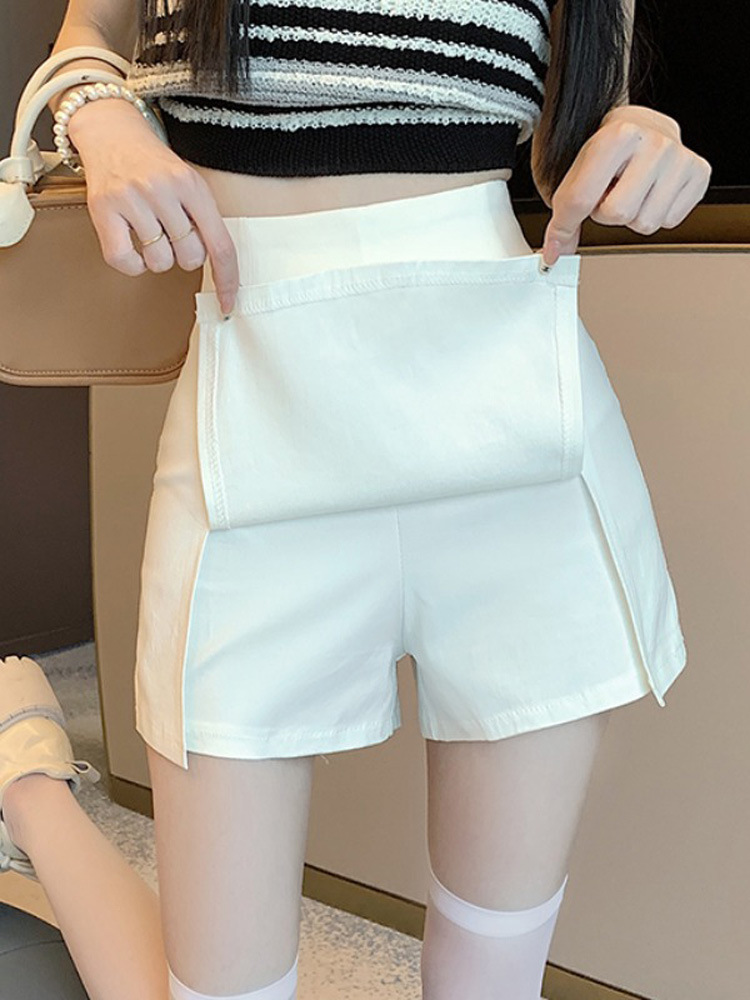 White Suit Short Skirt Pants Women's Summer Light Mature Anti-walking Hip Skirt Hot Girl High Waist A- line Split Skirt
