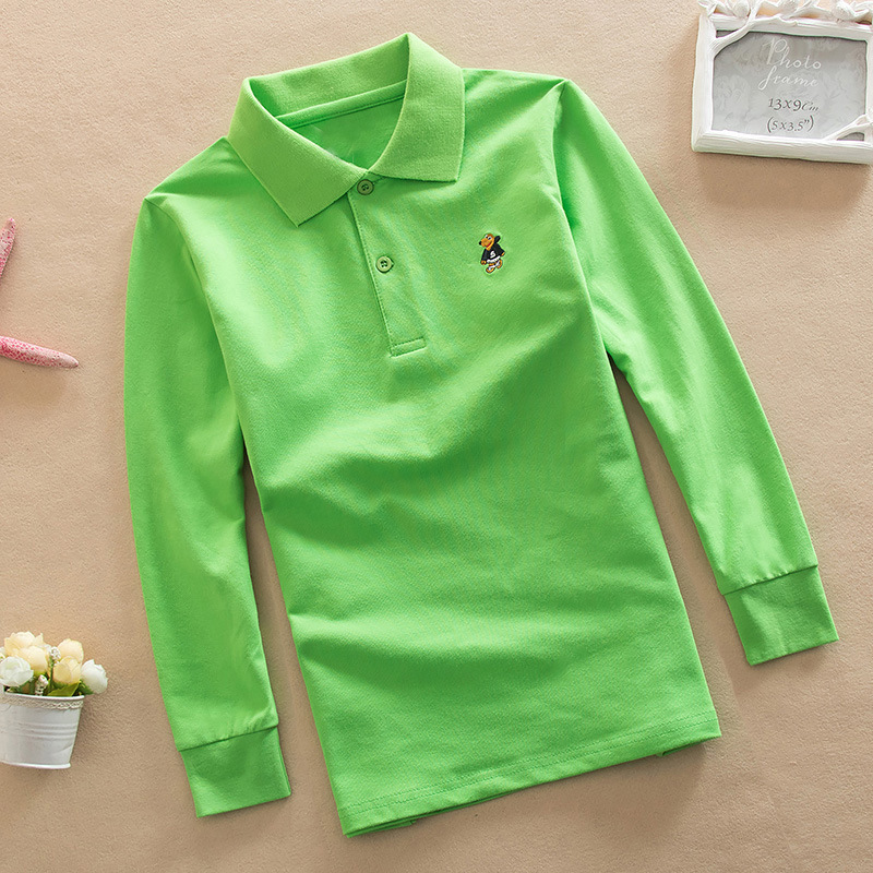 Picture of Children's long-sleeved polo kidsT-shirt 2025 spring and autumn pearl cotton cotton stretch breathable long-term goods