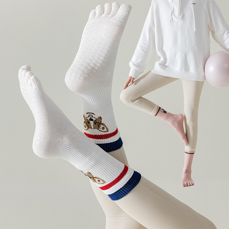 Five-finger socks children's pure cotton Spring and Autumn Mid-tube socks professional non-slip sports yoga socks Pilates indoor fitness exercise