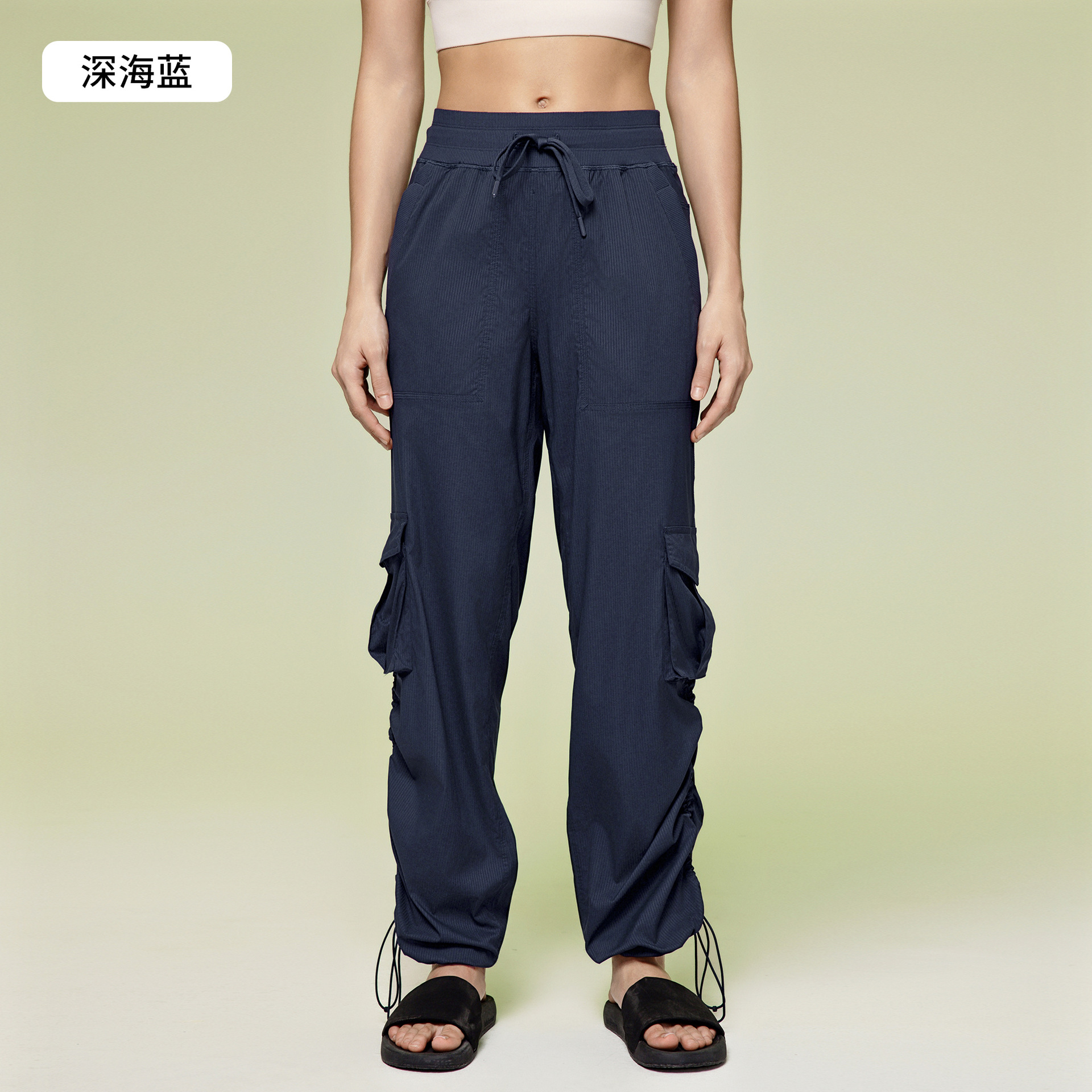 Picture of Casual Sports Pants Women's Loose Slimming Drawstring Two-Wear Quick-Drying Overalls Outdoor Running Fitness Pants D25001