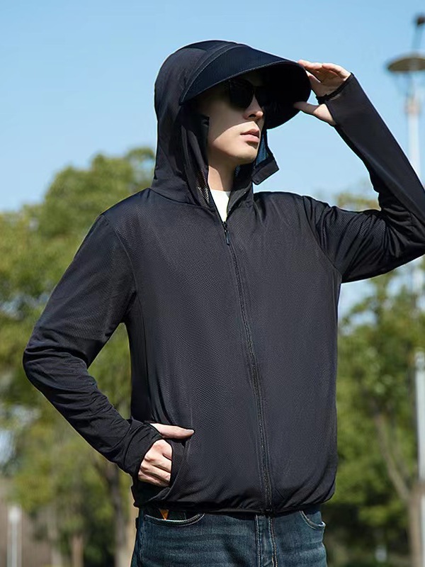 Picture of Jiao's Same Style Summer Ice Silk Non-Uv Protection Clothing for Men and Women with Brim, Non-Uv Protection, Breathable, Quick-Drying Fishing Sun Protection Clothing