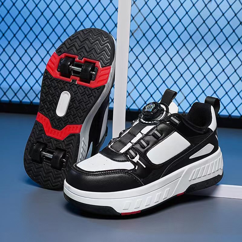 Picture of Pulley Heol Shoes Skate Shoes Four-wheel Deformation Shoes Children Adult Roller Skate Shoes Wheel Shoes Double Rai Wheel New
