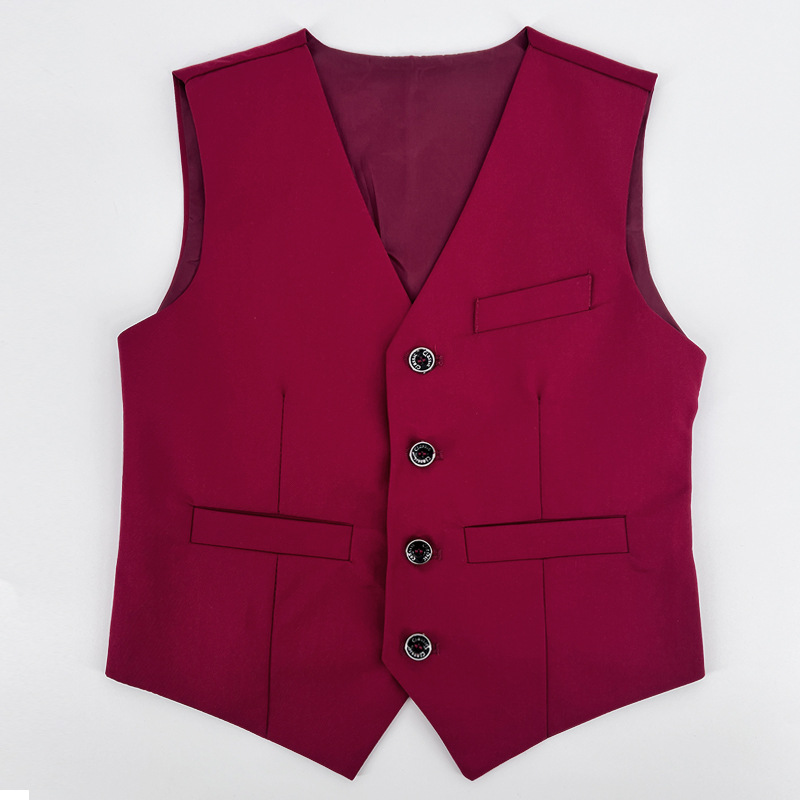 Picture of Children's black suit waistcoat boys flower girl dress performance clothing British fashion fan solid color vest a generation of hair