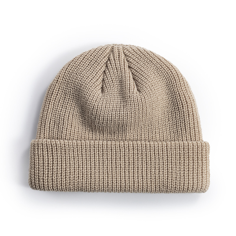 Picture of Melon Skin Hat Men's Korean Style Trendyy Autumn and Winter Woolen Hat Student Fashion Cuffed Yuppie Cold Hat Women's Brimless Knitted Hat