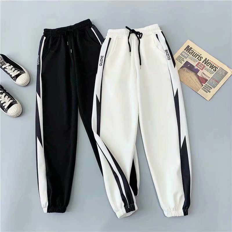 Black Sports pants women's summer thin small loose ankle-tied casual pants harem pants fashion ins