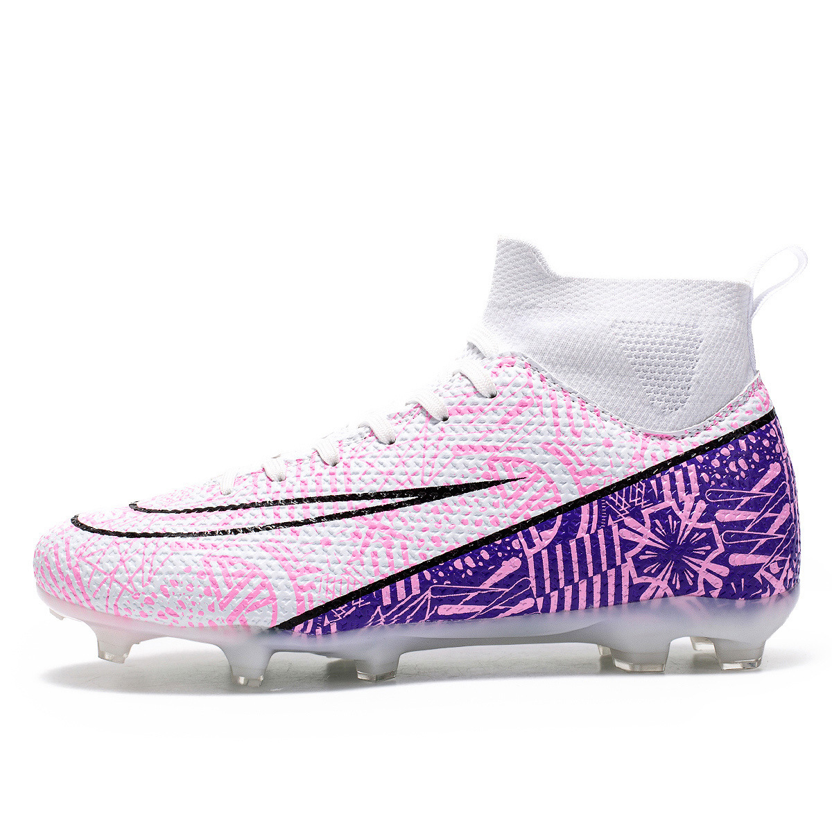 Picture of Cross-Border High-Top Adult Football Shoes for Men and Women Tf Broken Spikes Artificial Turf Ag Long Spikes Student Training Football Shoes Wholesale