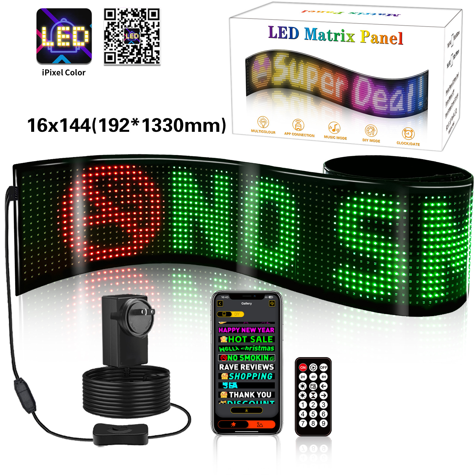 Picture of Led Flexible Screen Led Screen Bluetooth Advertising Screen Ultra-Thin Waterproof DIY Store Recruitment Screen Led Follow-Up Screen Cross-Border New Product
