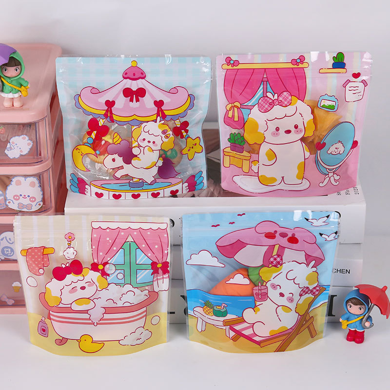 Graduation Season Cute Cartoon Snack Bag Ziplock Bag Transparent Biscuit Candy Seal Bag Baked Food Packaging Bag