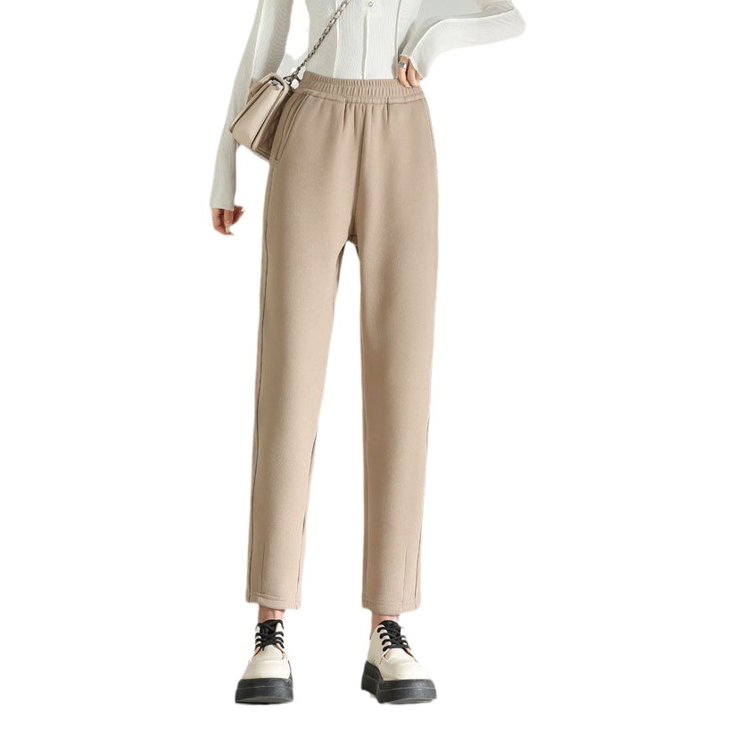 Windproof Pants for Women, Autumn and Winter Fleece-Lined Casual Warm Carrot Pants, Loose and Versatile Harem Sports Pants for Small People, Wholesale